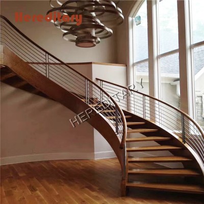 Indoor Portable Cable Guardrail Steel-Wood Monolithic Stairs